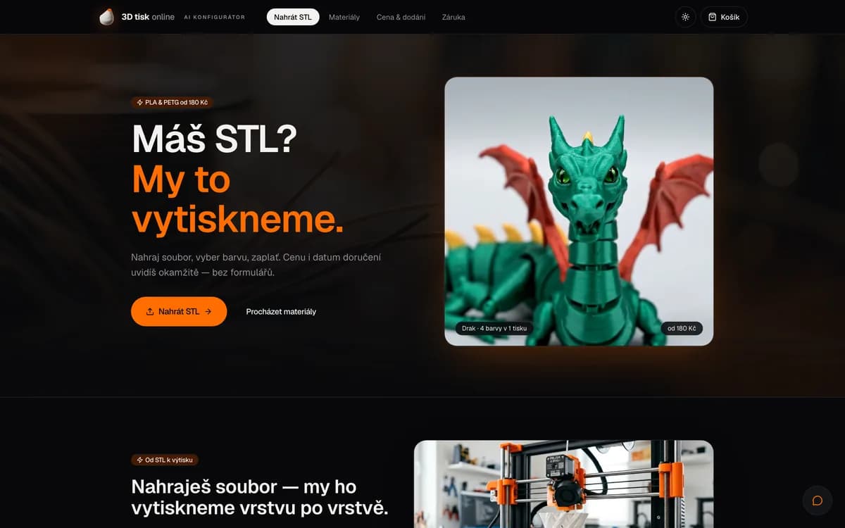 Náhled webu 3D tisk online